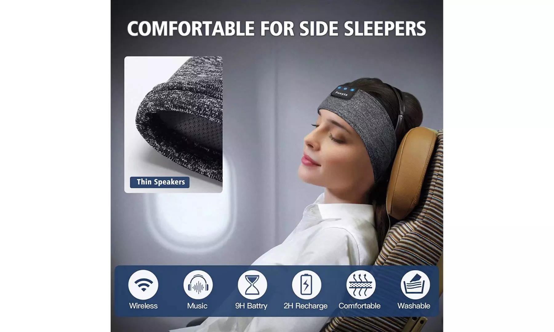 Sleep Headphones Bluetooth Soft Elastic Sleeping Wireless Music Sport Headbands