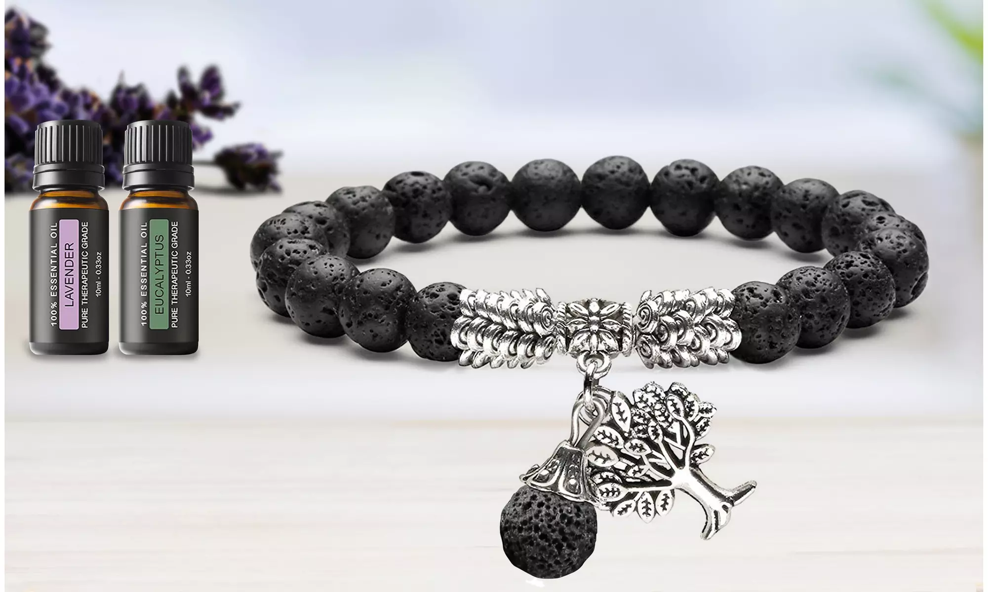 Tree of Life Bohemian Lava Diffuser Bracelet with Optional Essential Oils