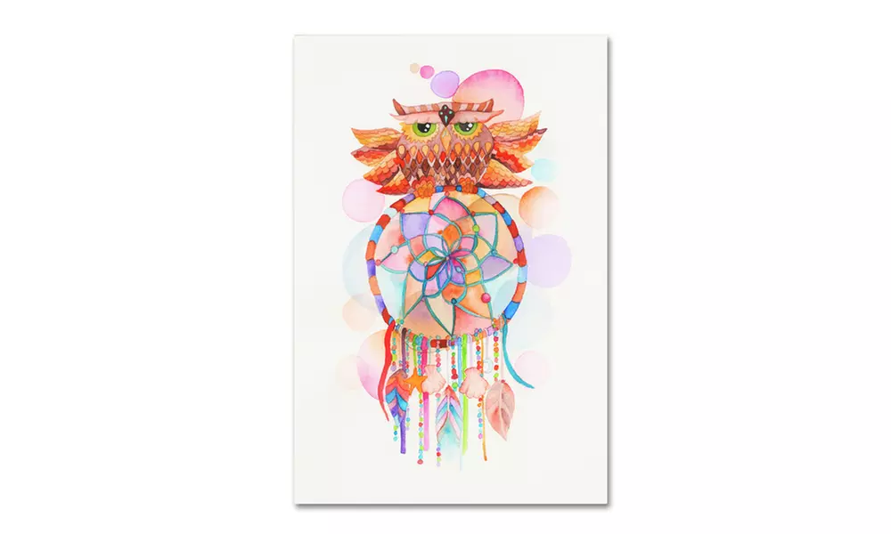 Kim Kosirog 'Watercolor Owl Dream Catcher' Canvas Art - Primary Image