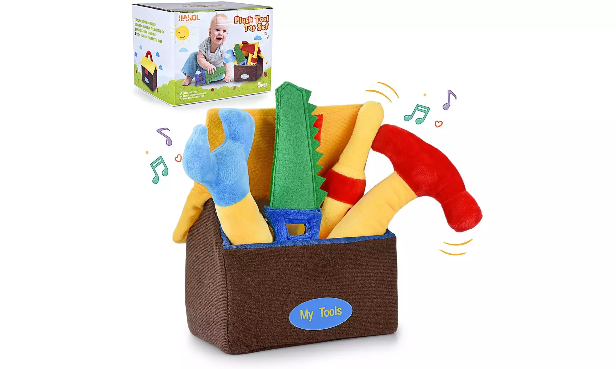 Plush Kids Learning Educative Tool Toys in Carrier Box 5 Pcs - Second Medium