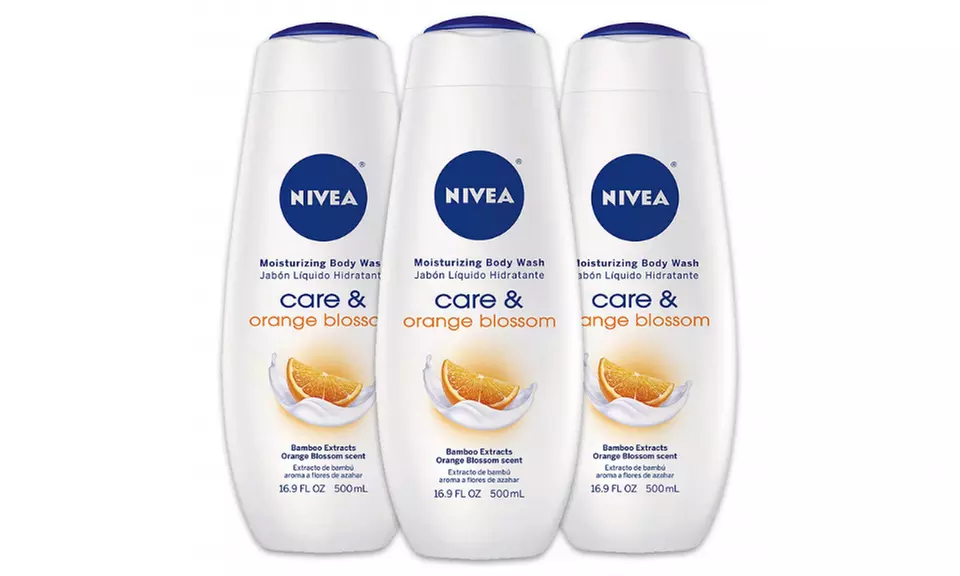  NIVEA Care & Orange Blossom Moisturizing Body Wash, 16.9 fl. oz. (Pack of 3)  - Second Medium