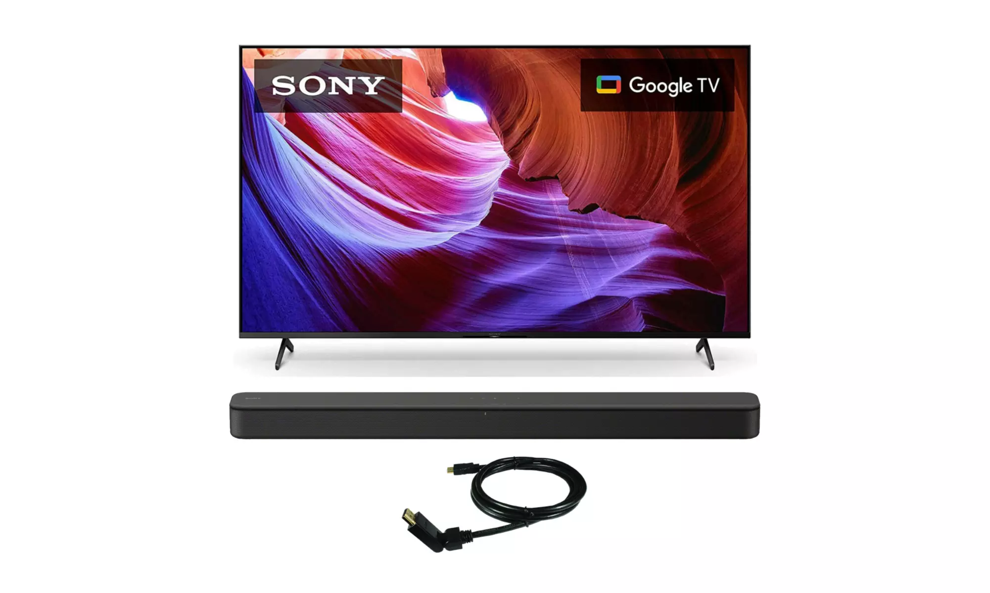 Sony KD55X85 55-Inch 4K Ultra HD TV with Sony HTS100F Soundbar and Cable - Primary Image