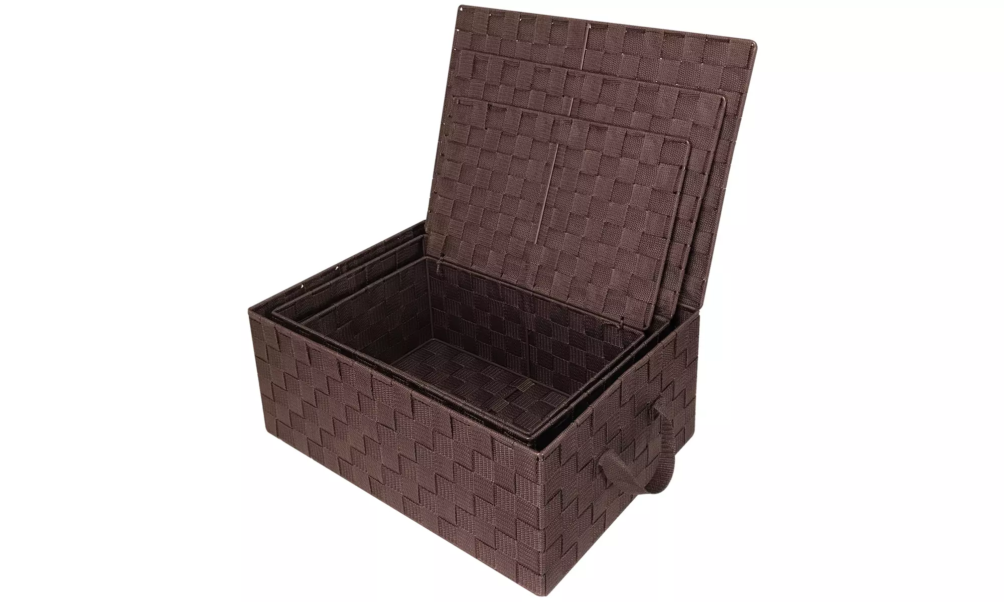 3-Pack Storage Box w/ Lid for Closet & Shelves - Woven Fabric Basket Organizer