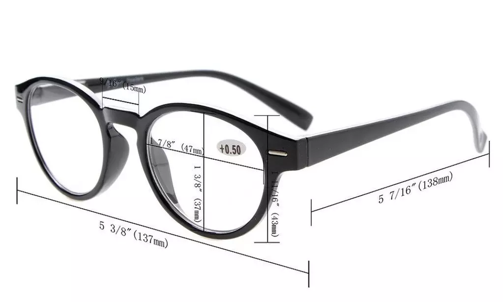 5-Pack Retro Key Hole Oval Round Reading Glasses Include Computer Readers - Second Medium