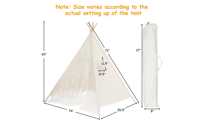 Kids Lace Teepee Tent Folding Children Playhouse W Bag Indoor