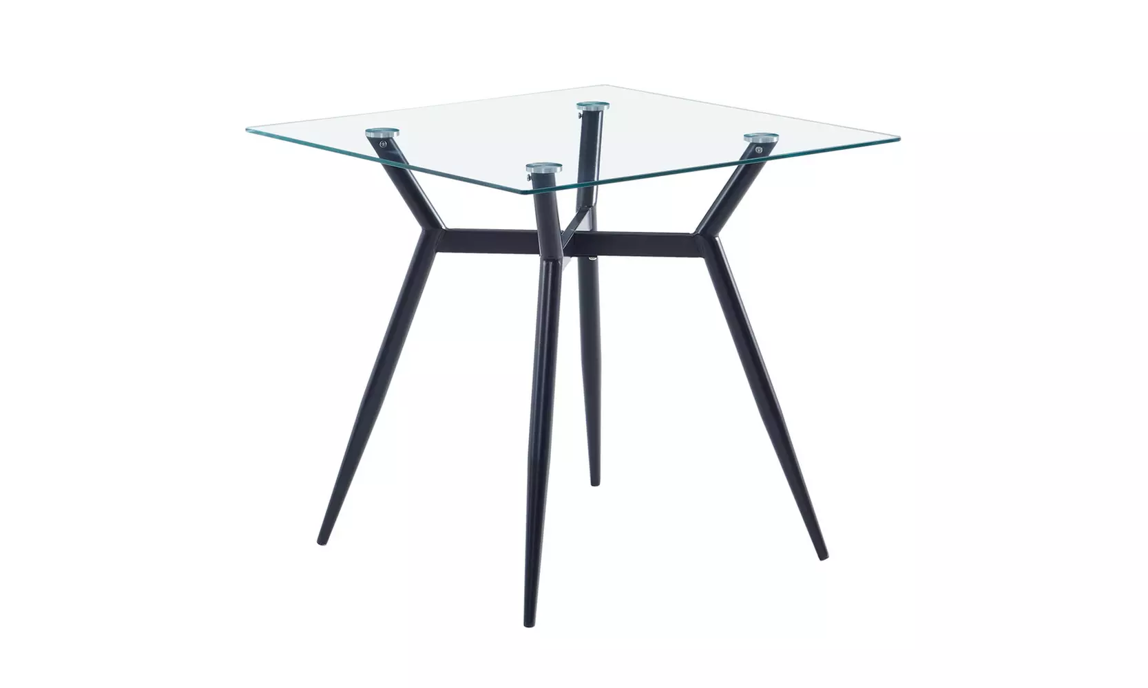 Simple Square Tempered Glass Top Dining Table Silver - Second Medium
