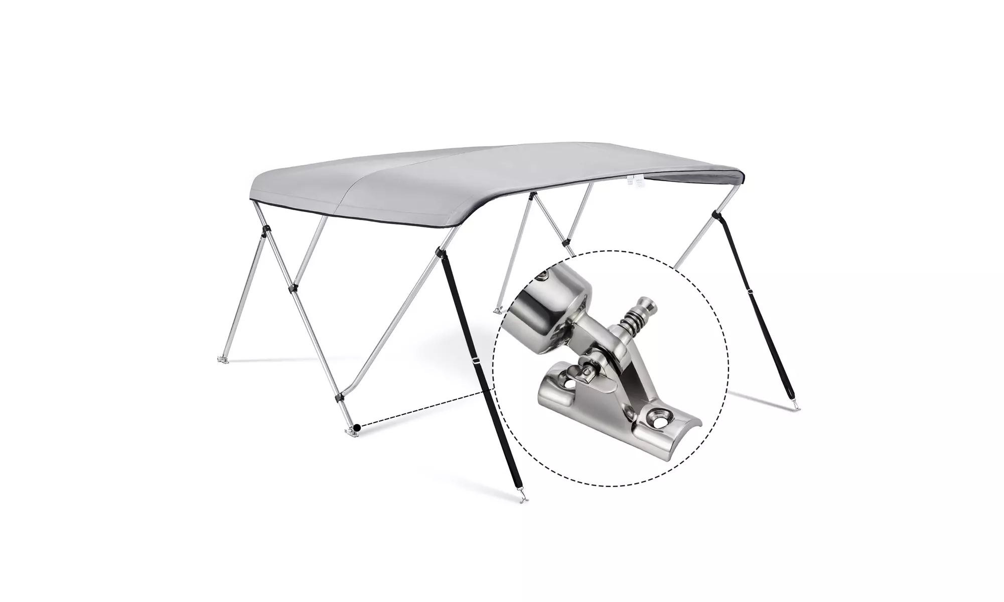 Kohree Bimini Top Deck Hinge Concave Base Hardware 316 Stainless Steel 2pcs - Second Medium