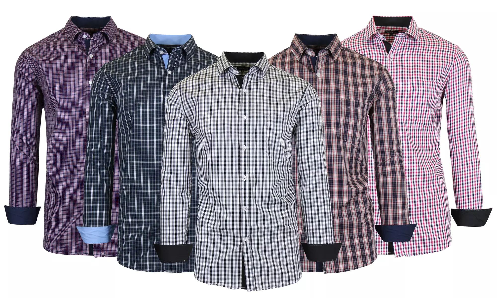 Men's Long Sleeve Slim-Fit Cotton Dress Shirts With Chest Pocket (S-2XL) - Primary Image