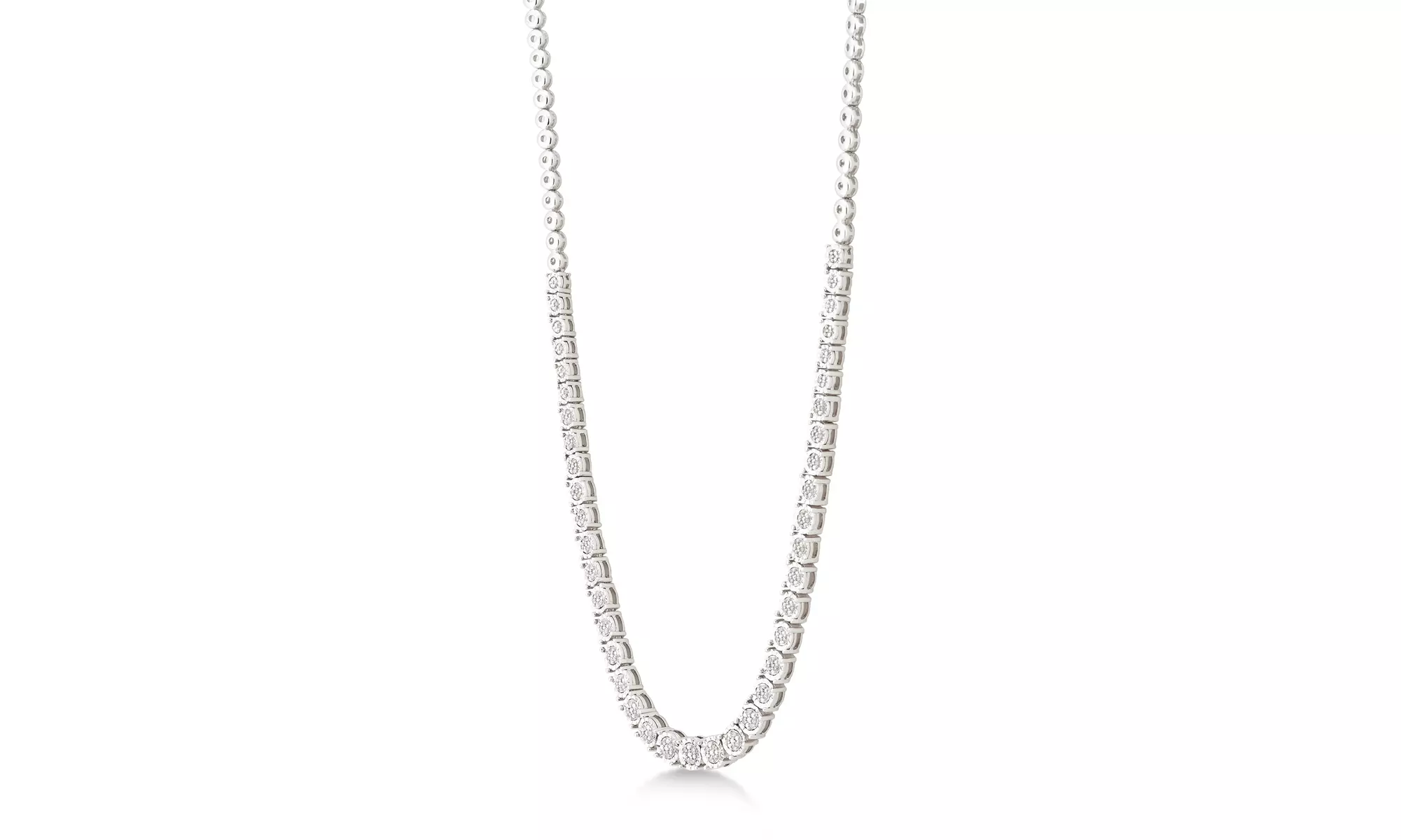 1/3 Carat Round Diamond Necklace In Sterling Silver By DiamondMuse - Primary Image