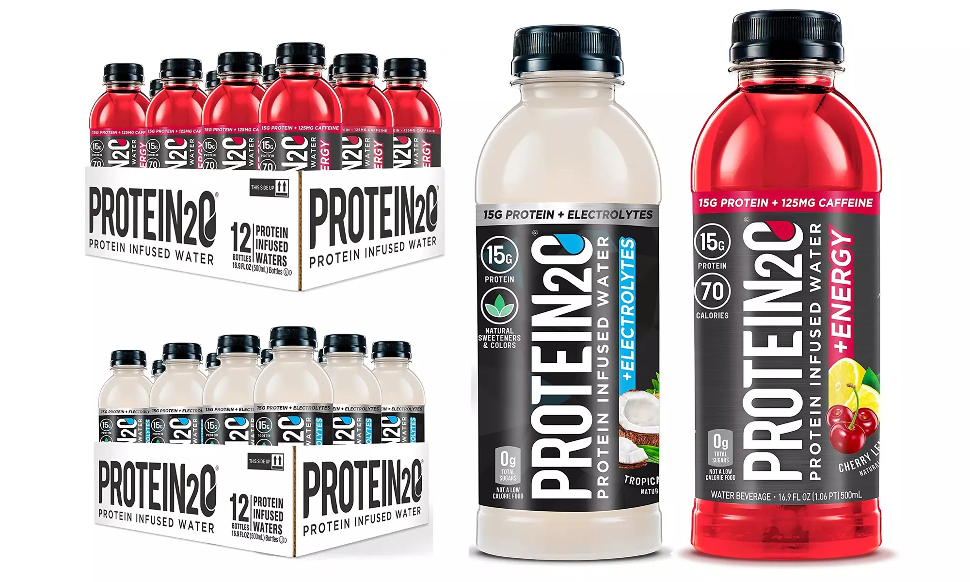 Protein2o 15g Whey Protein Infused Water Plus Energy, 16.9 oz Bottle (12 Pack) - Primary Image