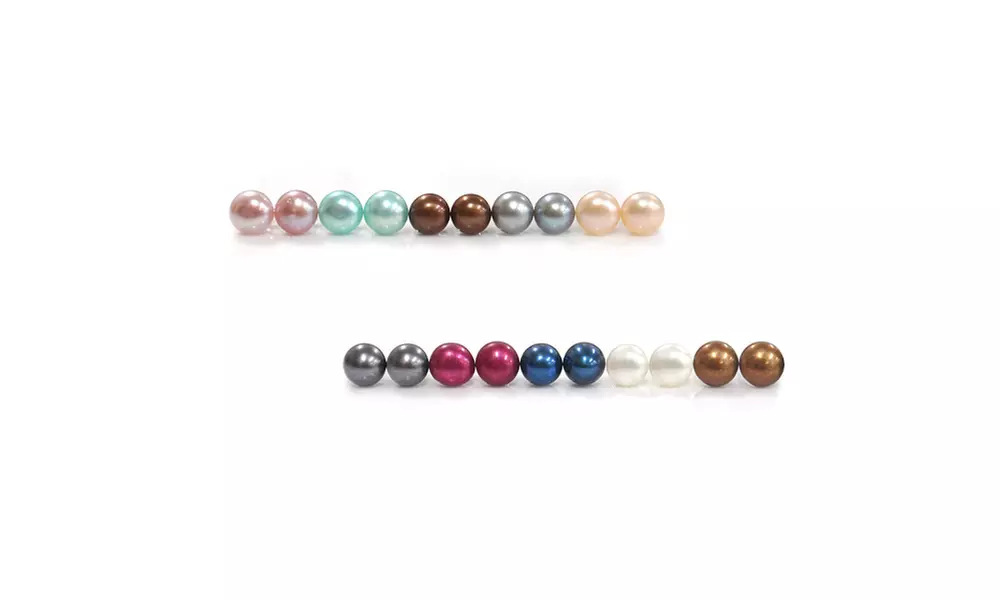 5mm Multi Color Freshwater Cultured Pearl Stud Earrings, Set of 10