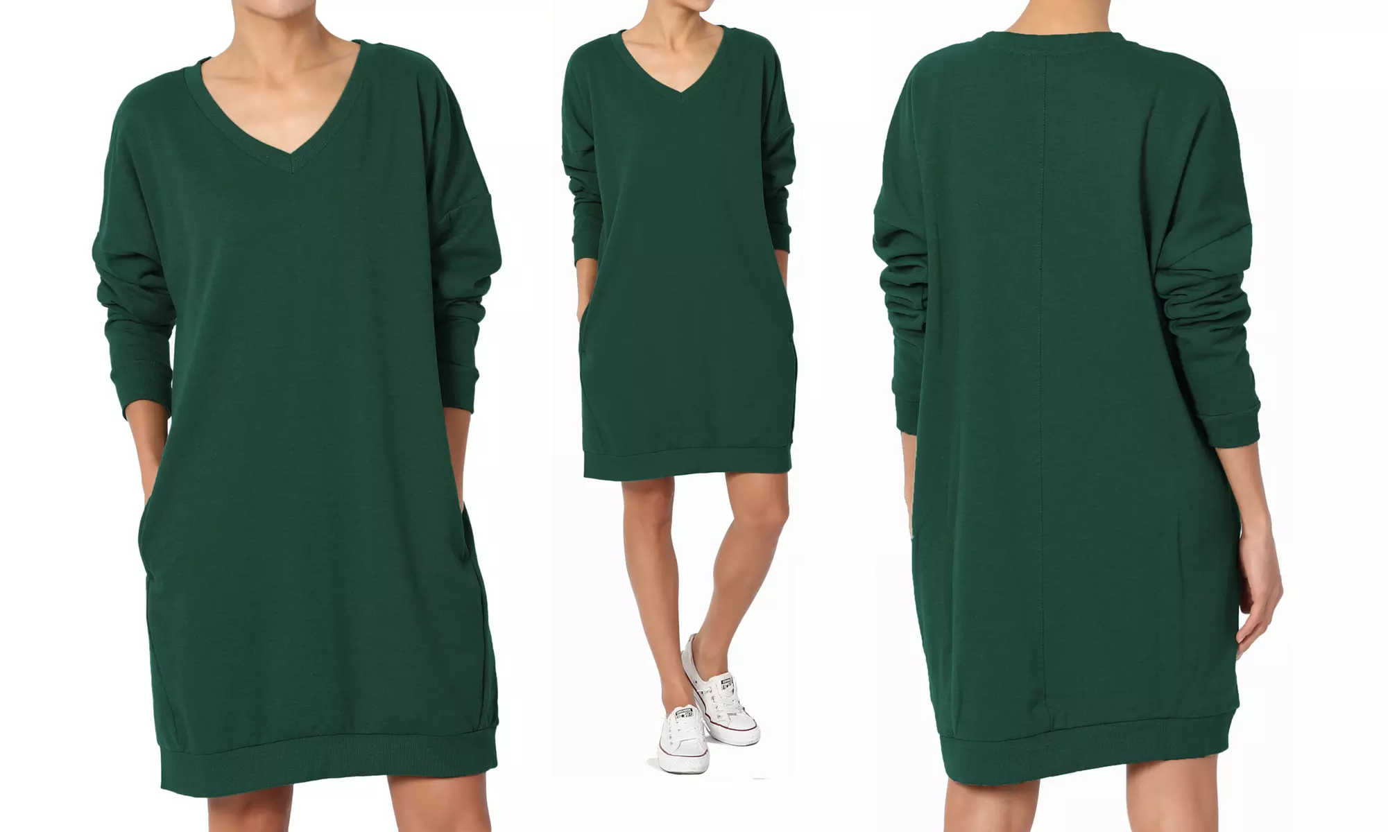 Haute Edition Women's Loose Fit Sweatshirt Dress With Pockets S-3X