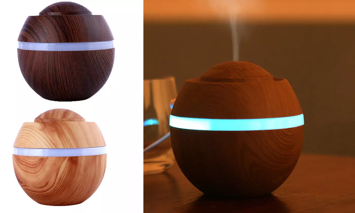 Mini Air Humidifier Ultrasonic Aroma Diffuser Wood Grain Essential Oil Diffuser - Primary Image