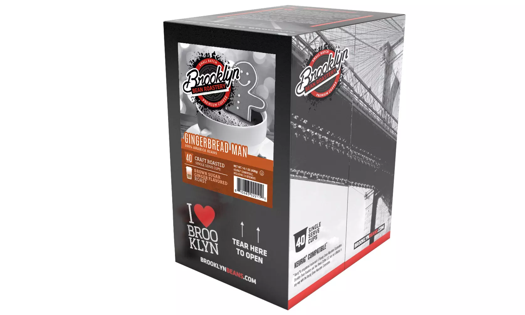 Brooklyn Beans Gingerbread Man Coffee Pods for K-Cup Brewers, 40 Count - Second Medium