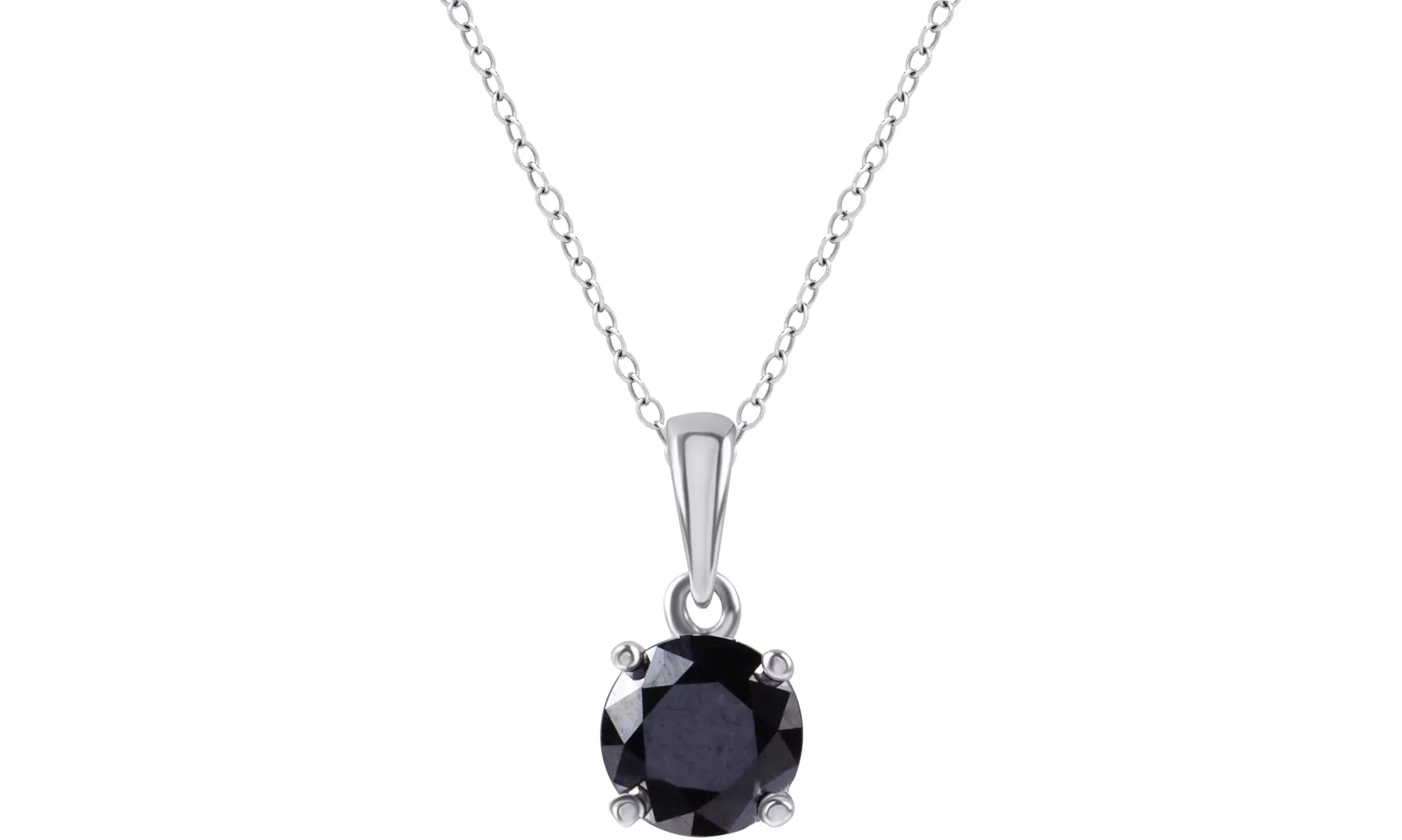 0.50–2.00 CTW Black Diamond Solitaire Pendant in Sterling Silver by Brilliant Di - Primary Image