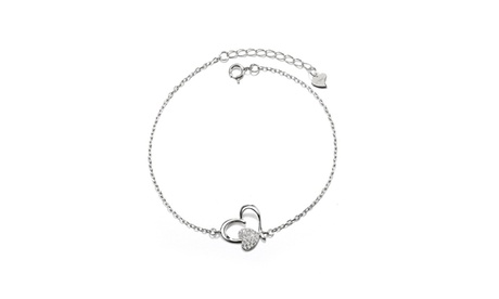 Heart Anklet With Crystals From Swarovski In 18K White Gold Crystal Crystal 18 Karat White Gold Plated