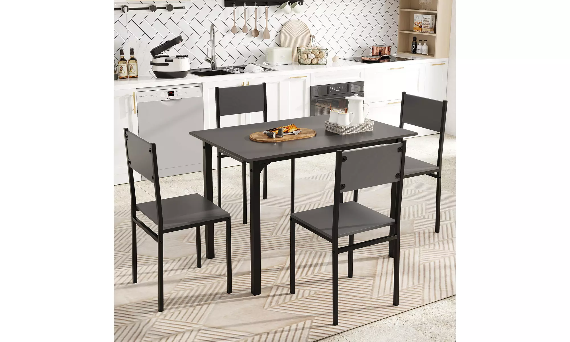 Costway 5 Piece Dining Table Set Industrial Style Kitchen Table & Chairs for 4