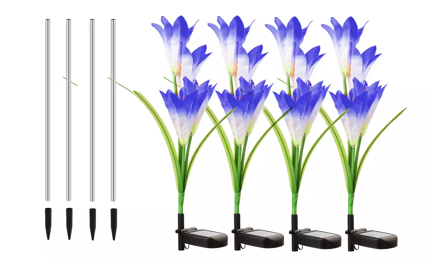 2-8Pcs Lily Flower Solar LED Stake Lamp Lights for Garden, Patio, or Backyard