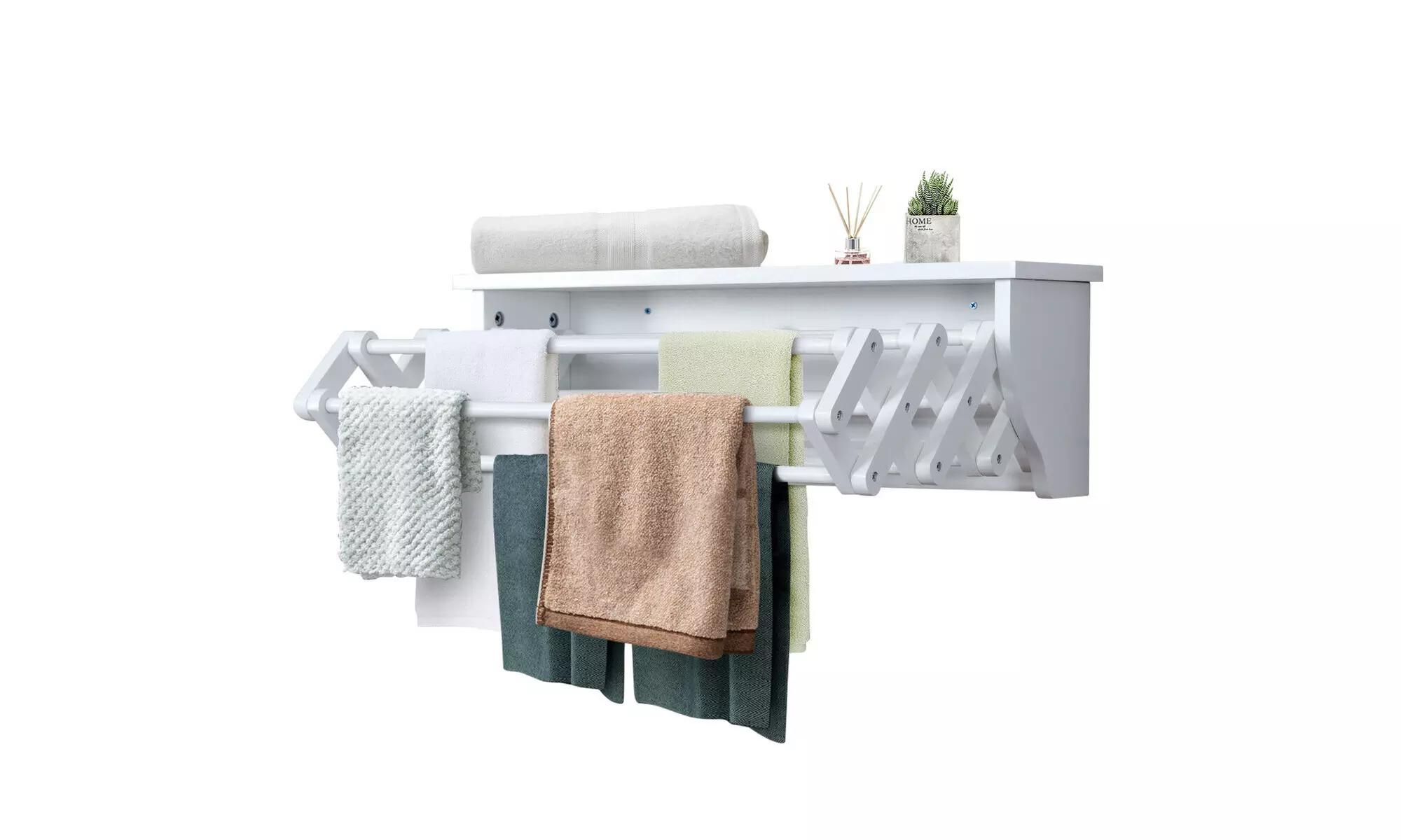 Costway Wall-Mounted Drying Rack Folding Laundry Room Storage Shelf White - Primary Image