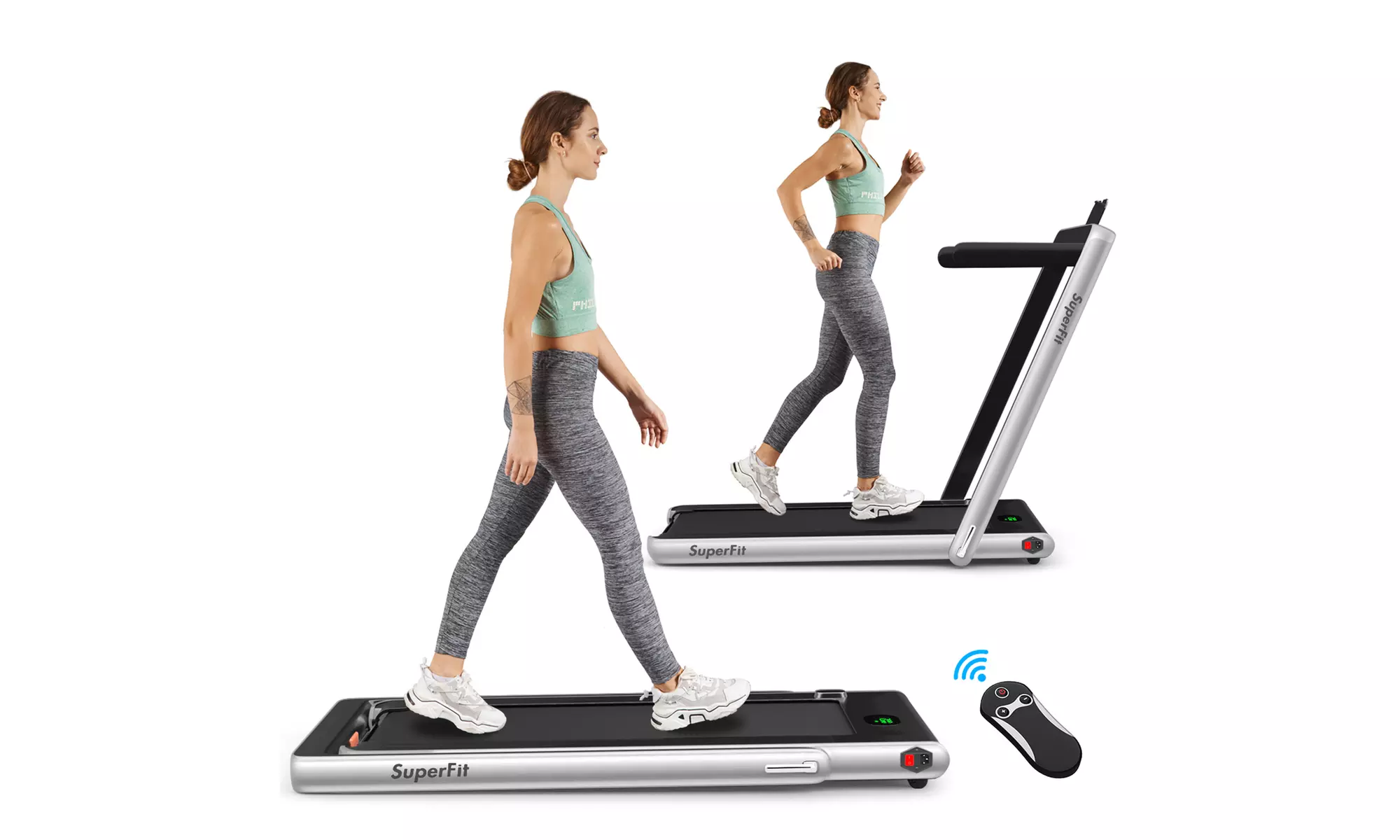 Superfit 2.25HP 2 in 1 Folding Treadmill Speaker Home Gym - Primary Image