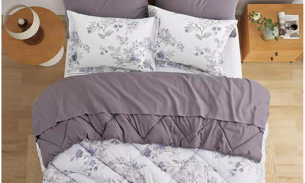 Peace Nest 5 or 7 PC Floral Printed Reversible Comforter & Sheets Set