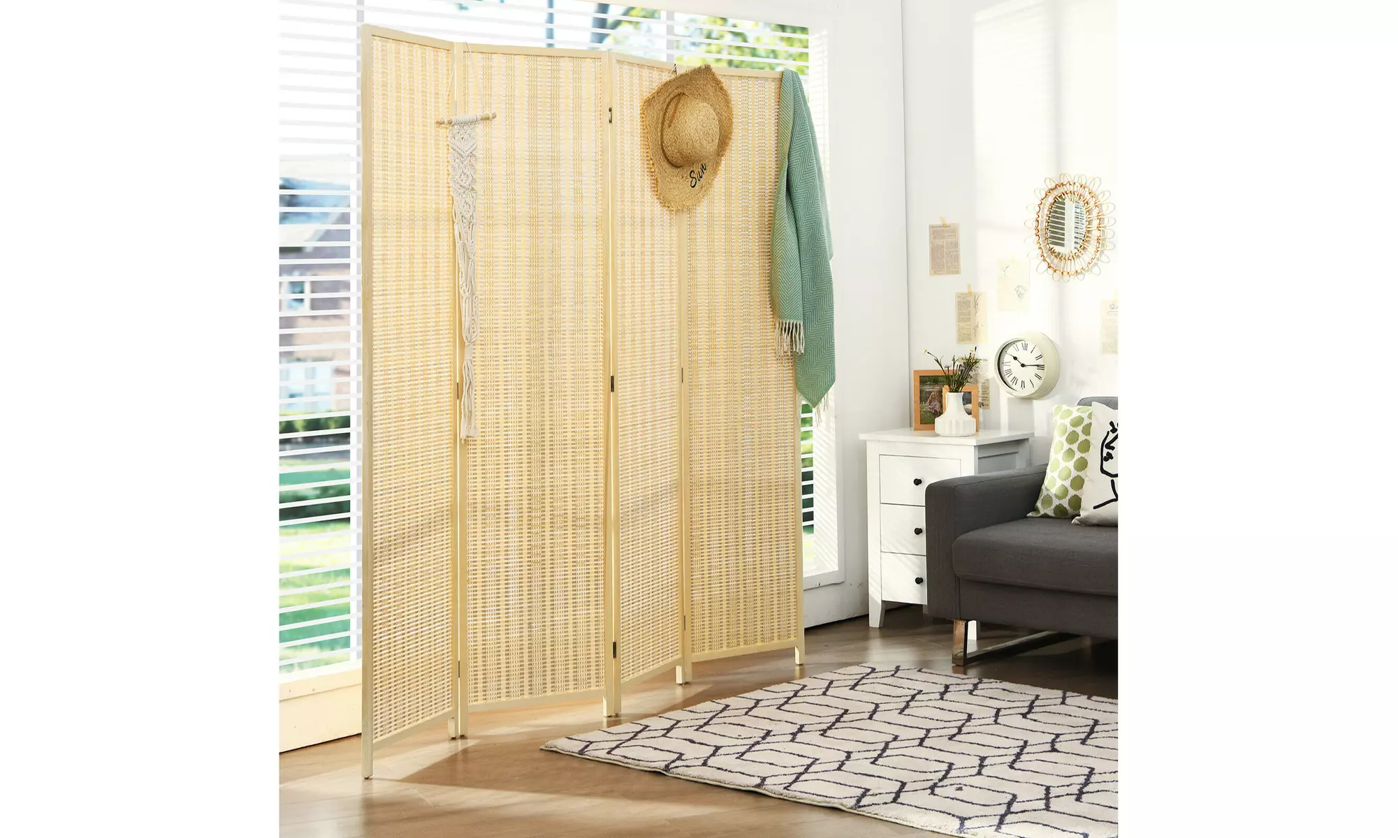 Costway 4 Panel Room Divider Screen Portable Folding 6 ft Partition Screen - Primary Image