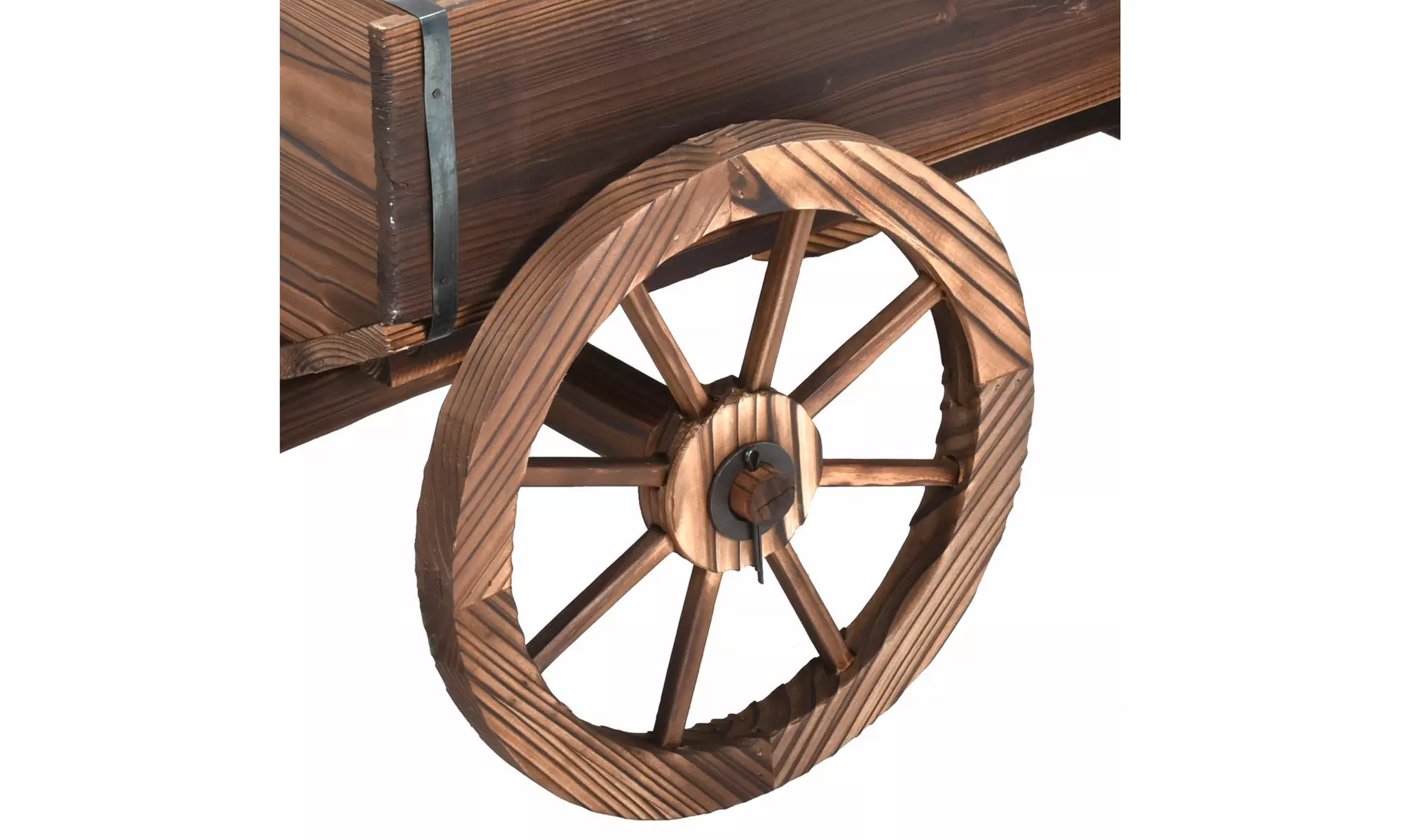Costway Wood Wagon Flower Planter Pot Stand W/Wheels Home Garden Decor