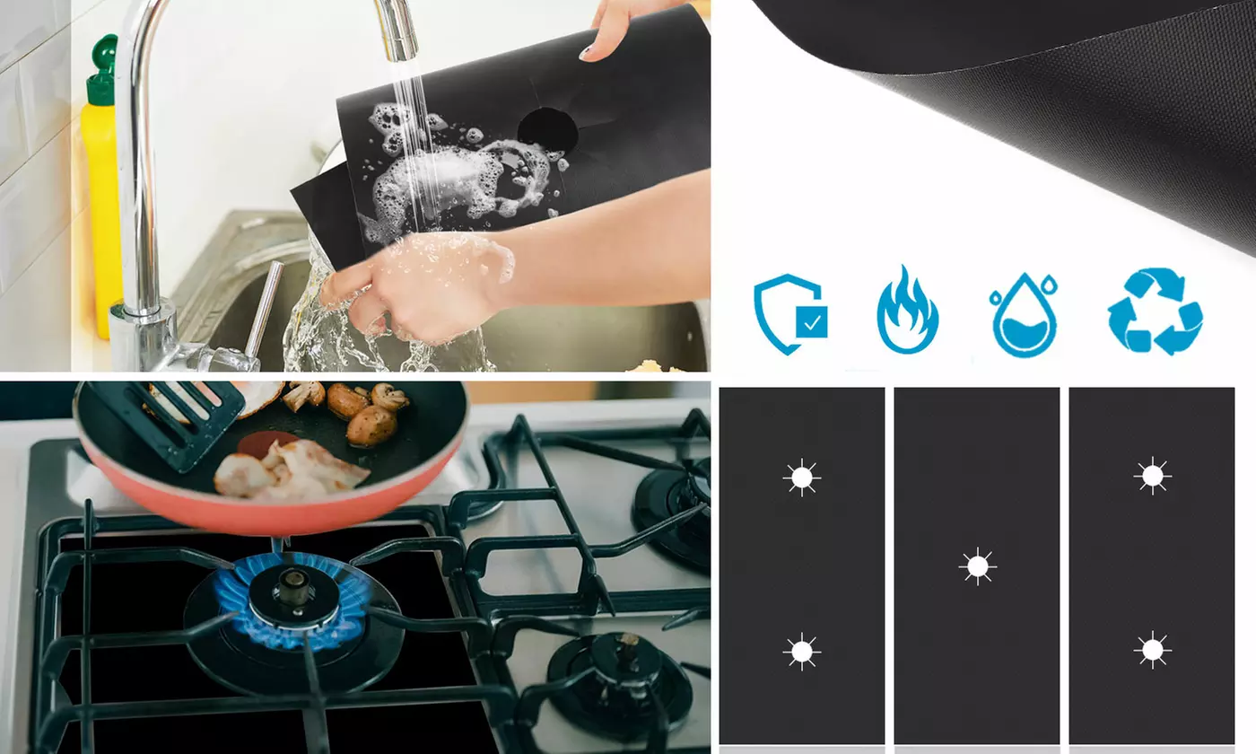 3Pcs/Set Reusable Gas Range Stove Burner Protectors Non Stick Washable Liners