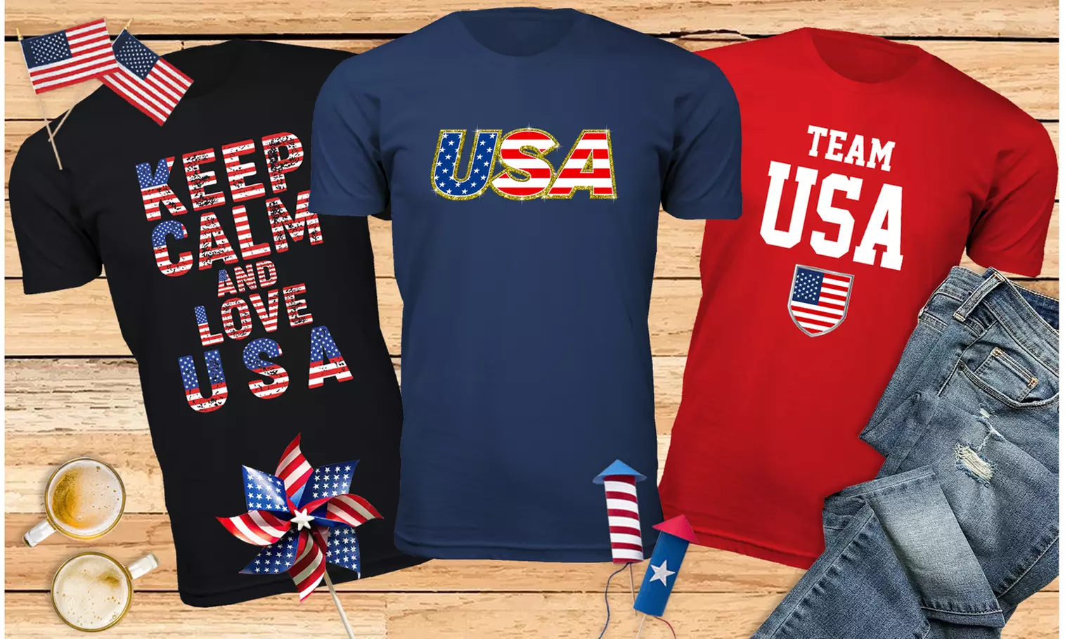 Men's USA 4th of July Americana T-Shirt (M-3XL)
