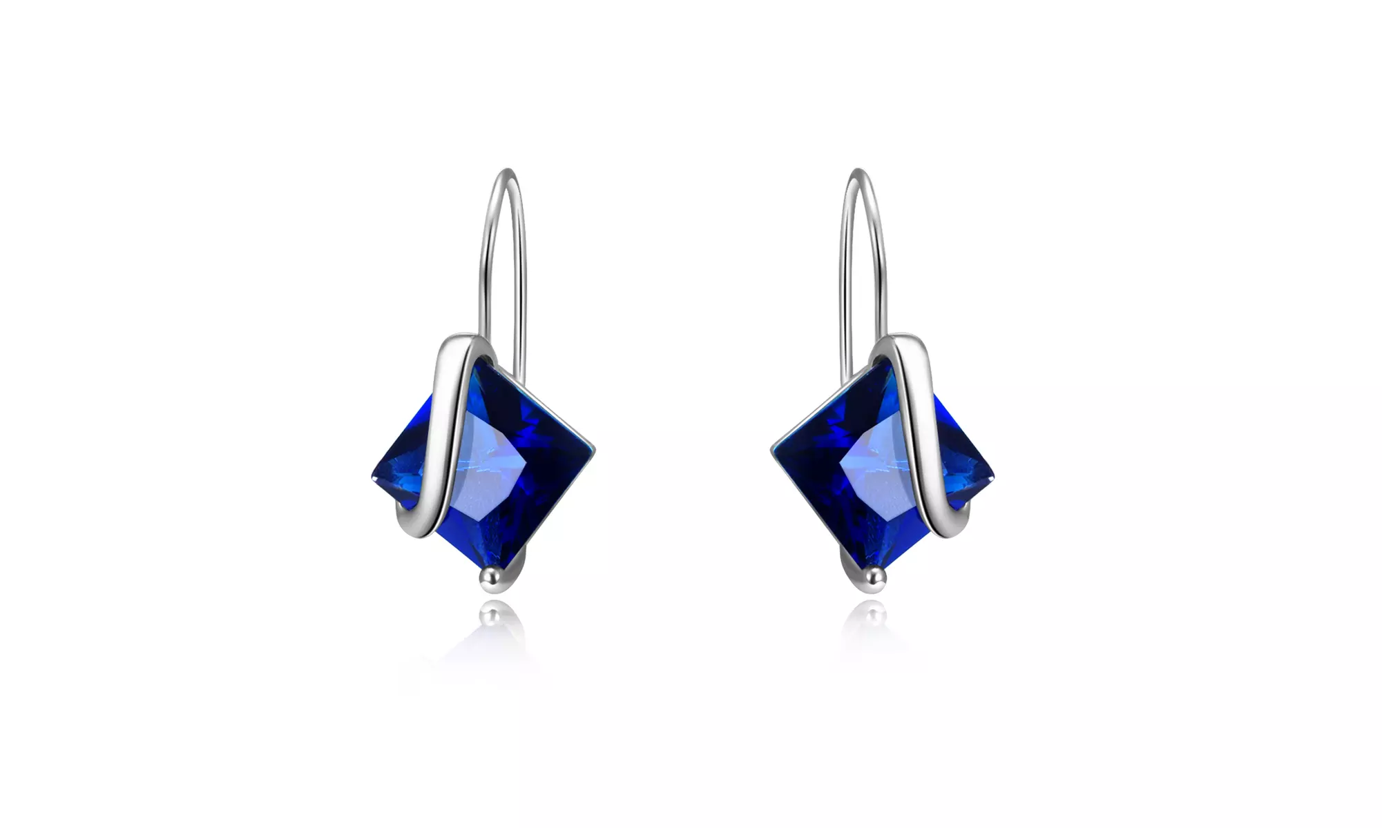 Sterling Silver Sapphire Diamond Cut Earring