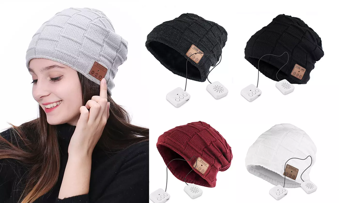 Wireless Bluetooth Beanie Hat Headphone Smart Cap with Speaker Mic for Women Men - Primary Image