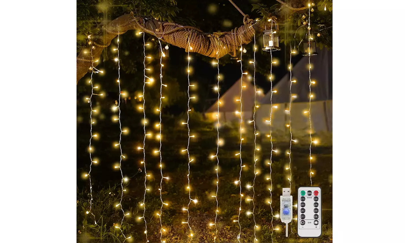 300 LED Window Curtain String Light for Christmas Wedding Party Home Garden 