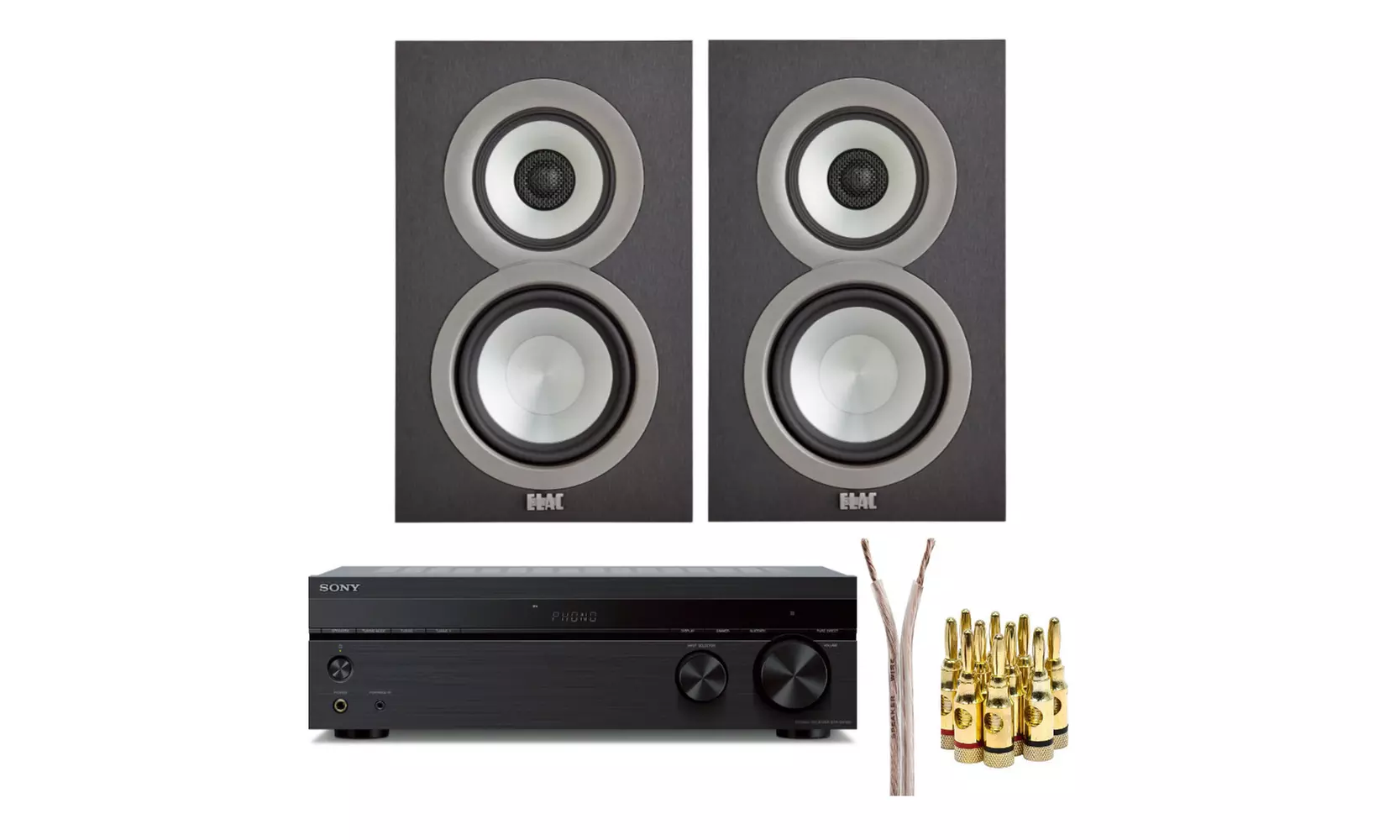 ELAC Uni-Fi UB5 Bookshelf Speakers (Pair) with Sony Stereo Receiver Bundle - Primary Image