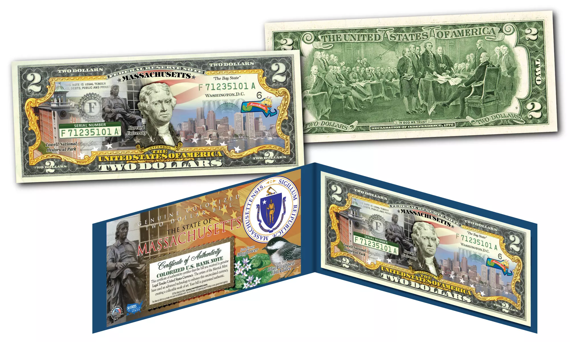 Official Genuine Legal Tender U.S. 2 Dollar Bills Honoring America's 50 States 