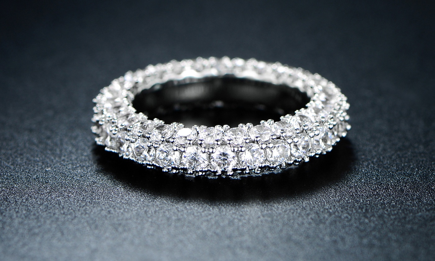 Women's Three Row Cubic Zirconia Band Ring By Barzel