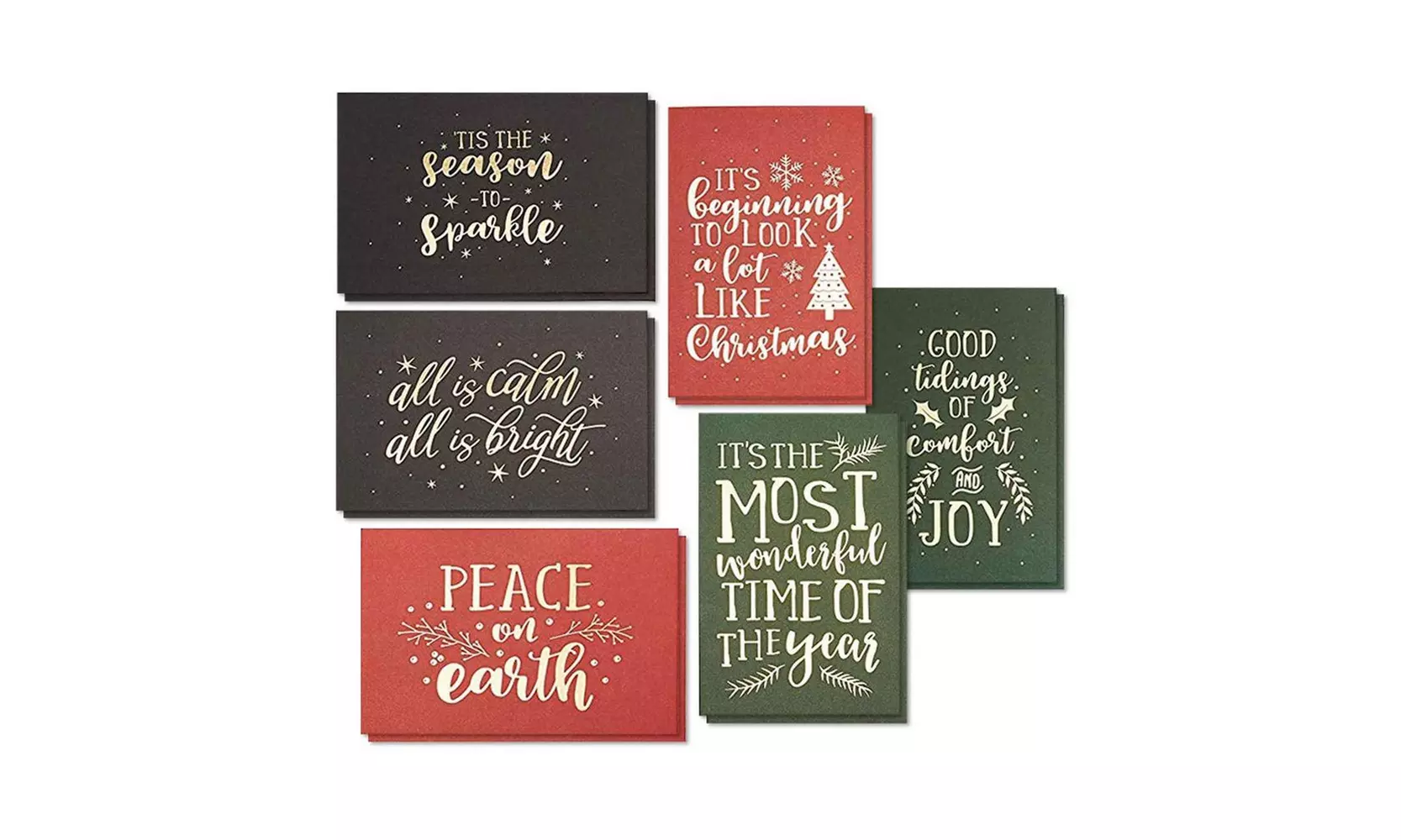 24 Merry Christmas Holiday Greeting Card Gold Foil Print Soft Touch Coating 4x6 - Primary Image