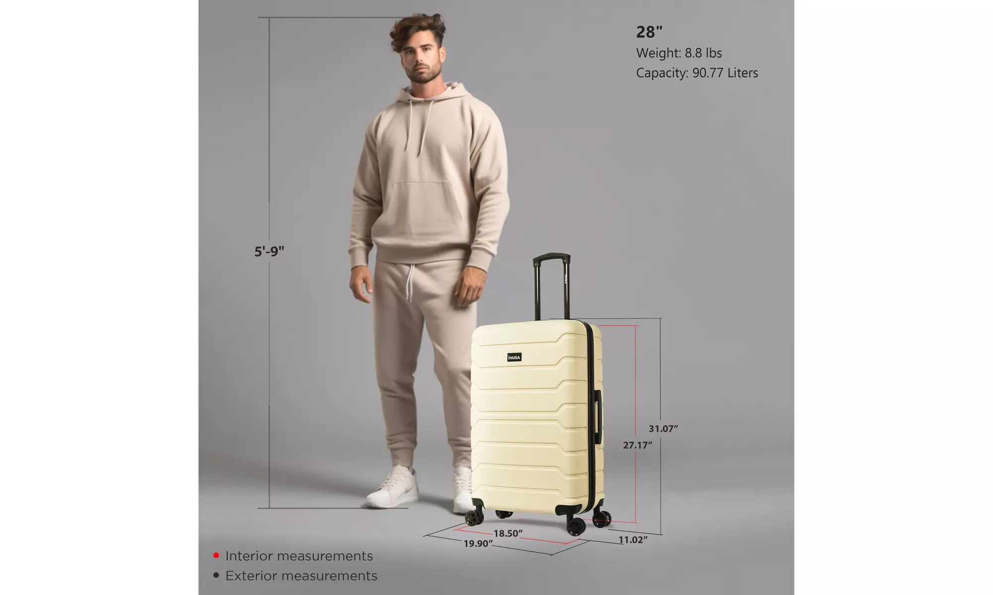 InUSA Trend lightweight hardside spinner luggage 20'', 24", 28" 