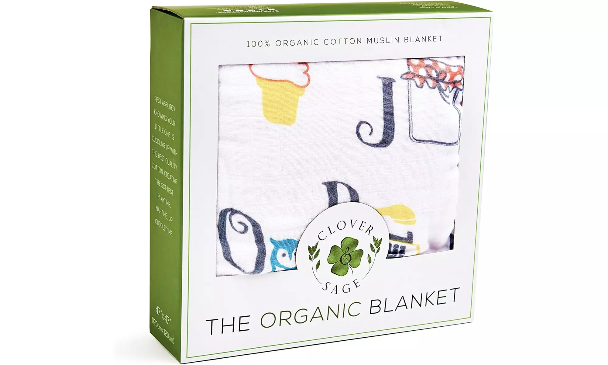 Clover & Sage Organic Muslin Baby Toddler Blanket 100% - Primary Image