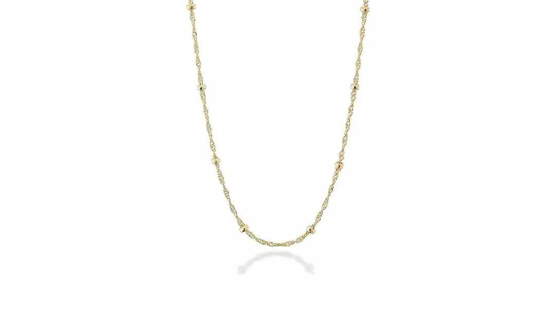 925 Sterling Silver Diamond Cut 1MM Singapore Beaded Chain Necklace 20" Inch