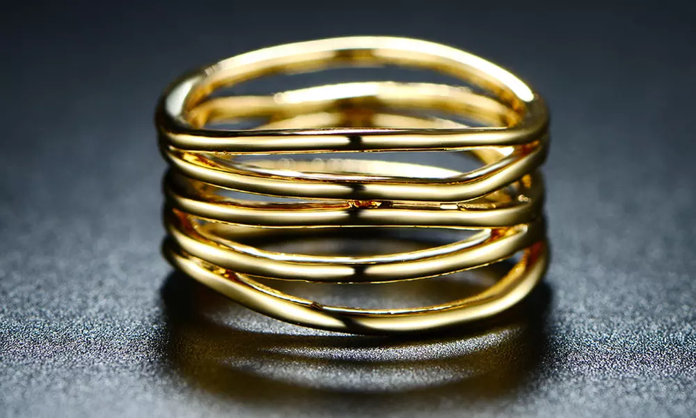 18K Gold Clad 7 Layer Stack Ring