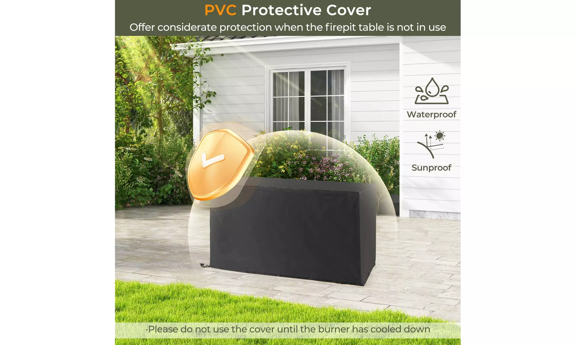 Costway 45" Propane Rattan Firepit Table with Glass Stones & Protective Cover