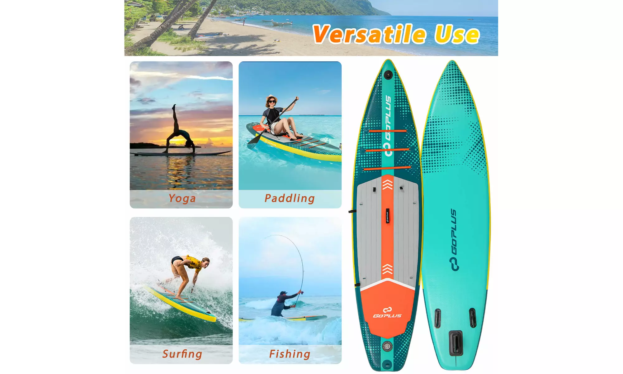 Goplus 11' Inflatable Stand Up Paddle Board whth Accessories Paddle Hand Pump