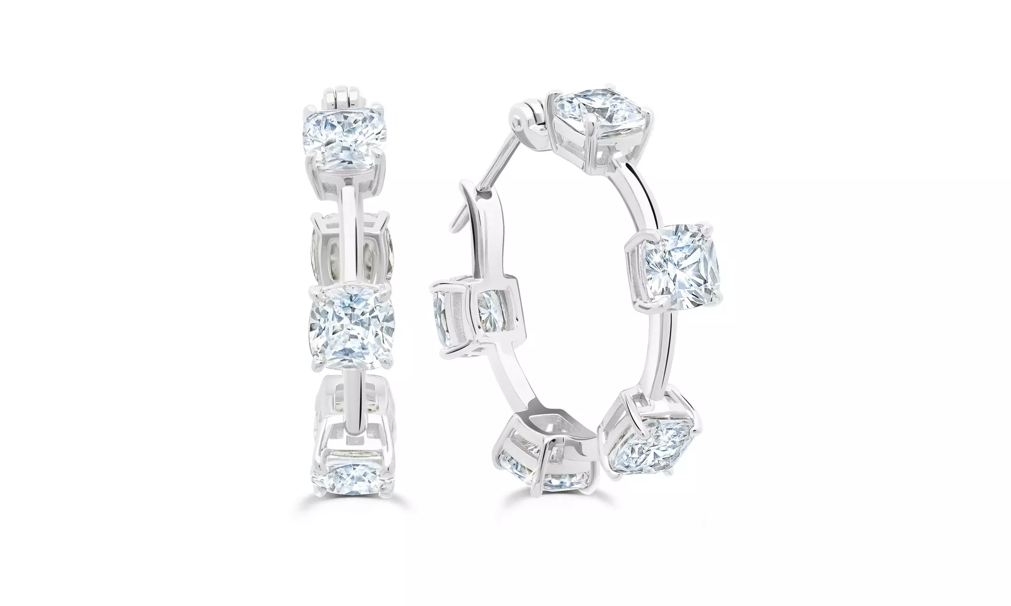 French Lock Station Crystal Hoop Earrings Made With Crystals From Swarovski