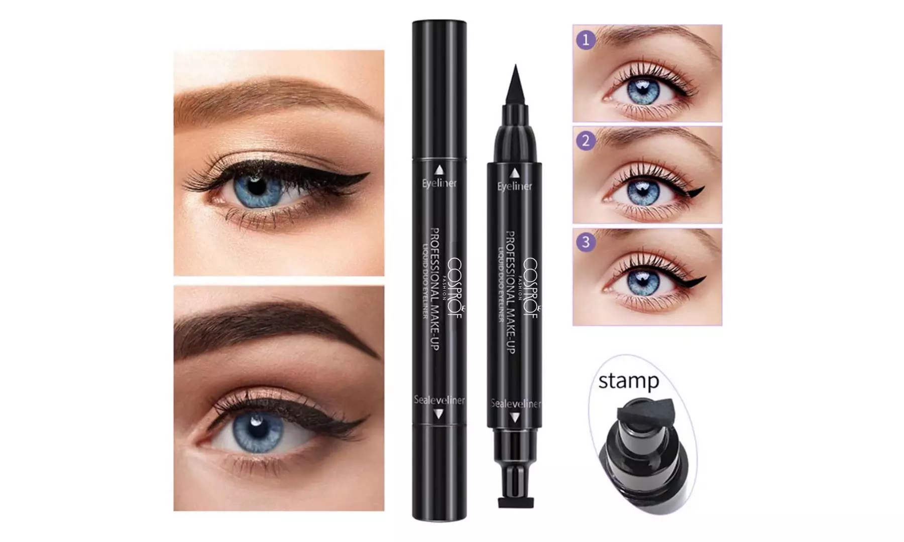4D Silk Fiber Eye Lash Mascara With Eyeliner Stamp Thrive Liquid Extension Set - Second Medium