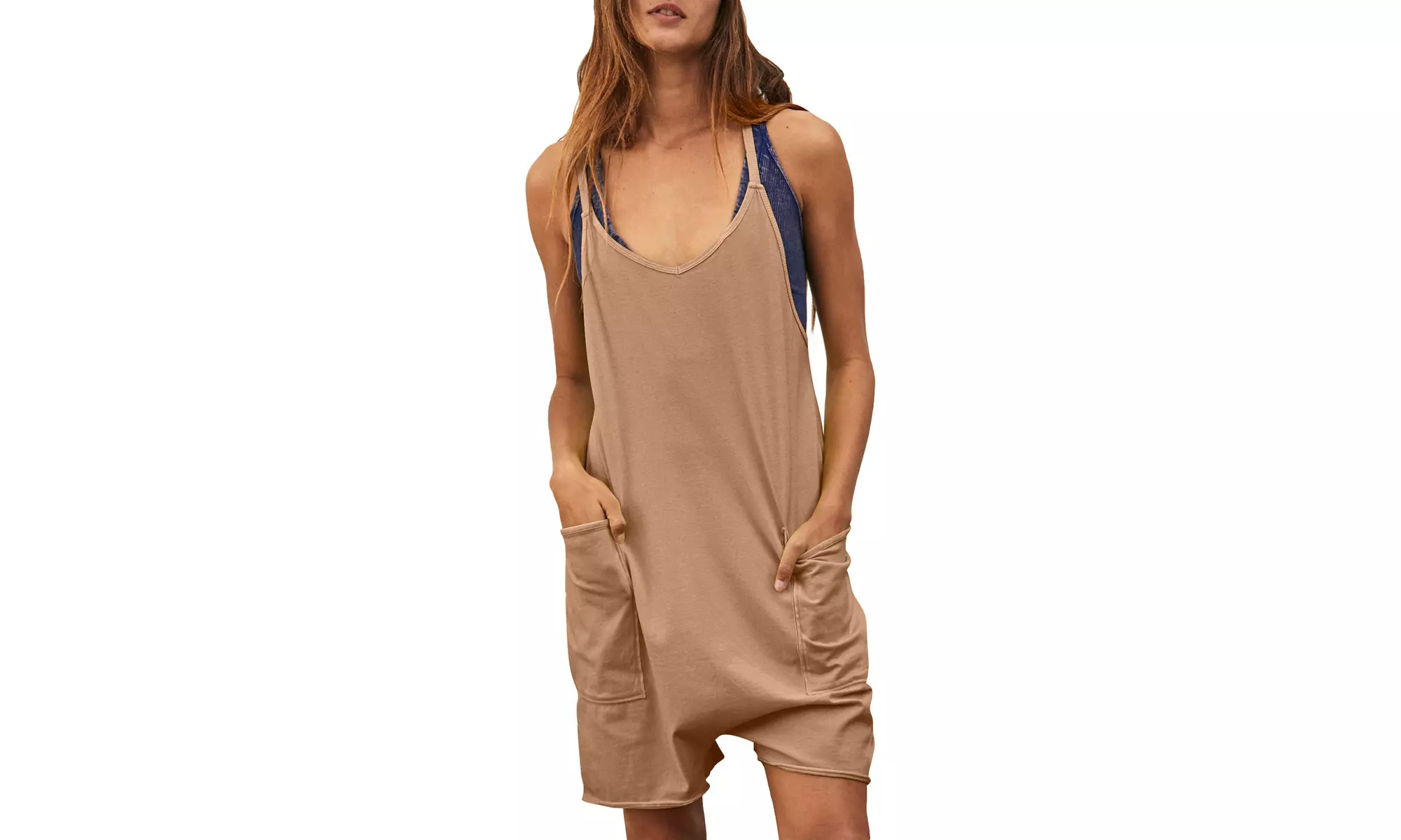 Bohuma Womens Sleeveless Pockets Rompers Loose Spaghetti Strap Shorts Jumpsuit