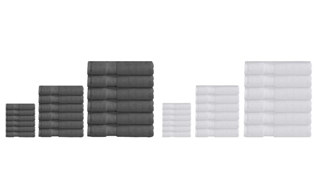 18-Piece: 100% Soft Organic Cotton Bath Towel Set Grey 3-Pack