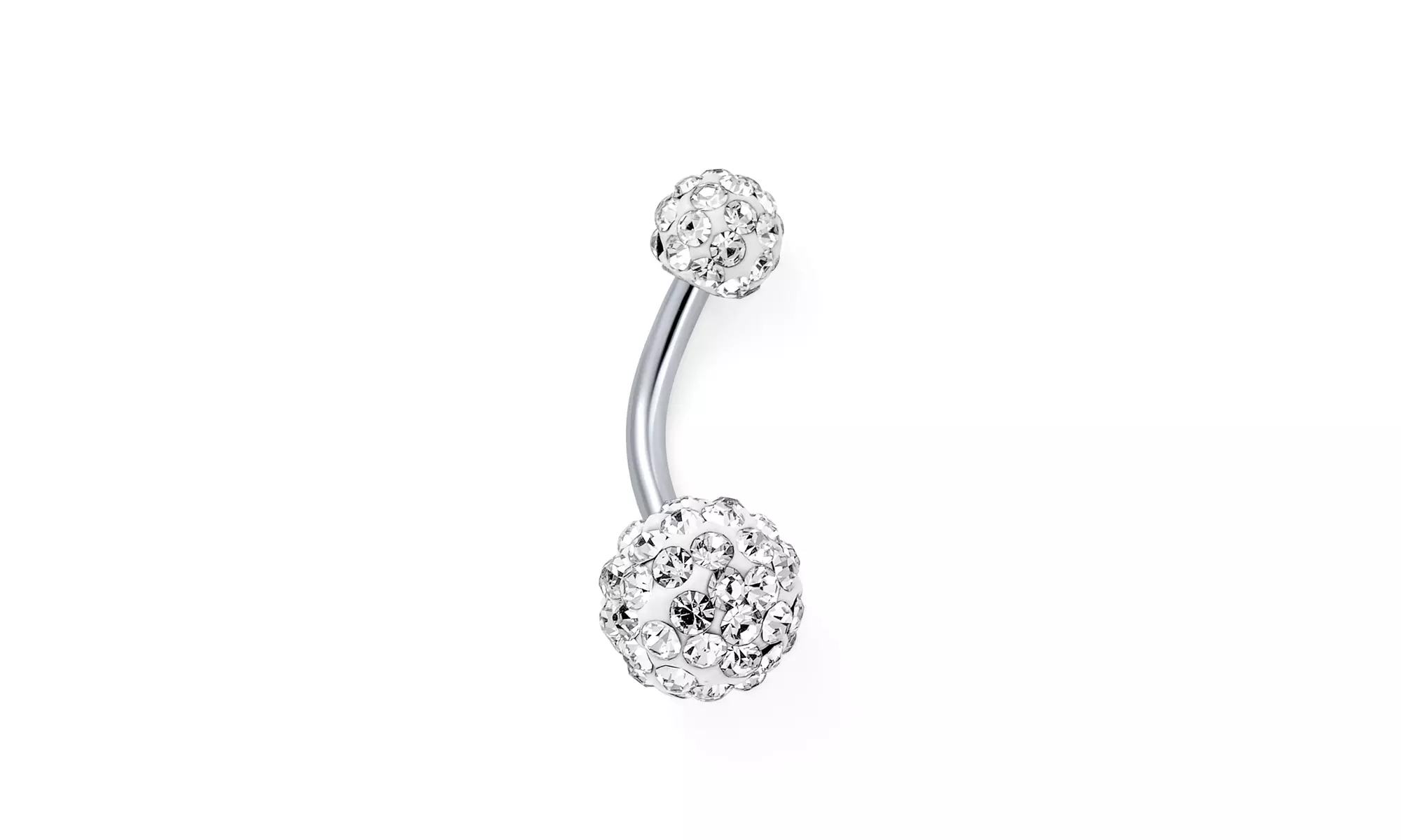 Aurora Borealis Crystal Ball Bar Style Navel Belly Ring Surgical Steel - Primary Image