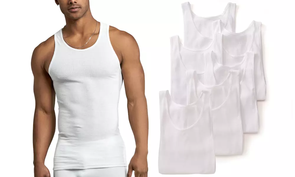 (6 Pack) Men's Sleeveless Scoop Neck Tank Tops - Primary Image