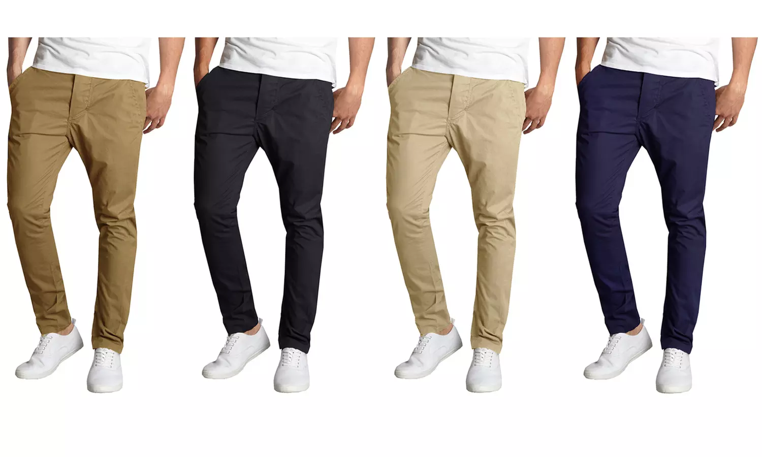 Galaxy By Harvic Men's Slim Fit Cotton Stretch Chino Pants (2-Packs)
