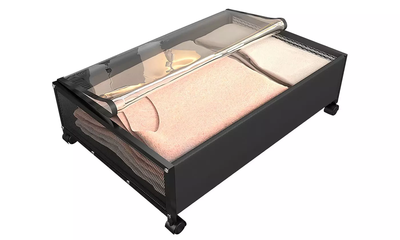NewHome Under Bed Storage Bins with Rolling Wheels & Clear Lid (2-Pack)